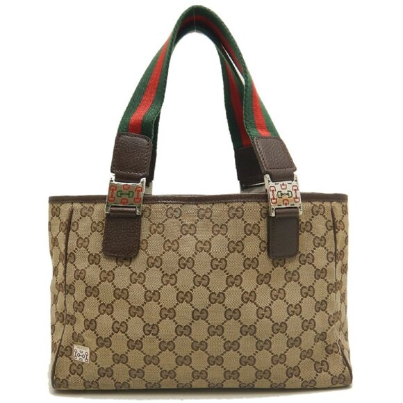 GUCCI Handbags - GUCCI Sherry Line 105810 Handbag GG Canvas x Leather Beige Women's 253780